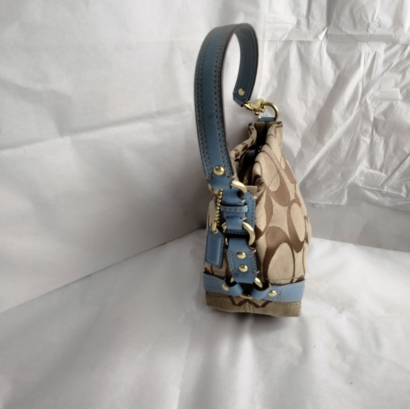 COACH Blue/Brown signature Vintage Handbag - Picture 6 of 15